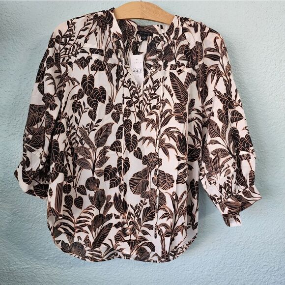 Ann Taylor safari boho pullover blouse - Picture 1 of 14